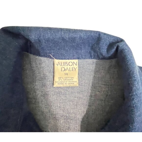 Alison Daley Womens Denim Shirt Size 14 Floral Embroidered Button Up 3/4 Sleeve - Picture 3 of 7